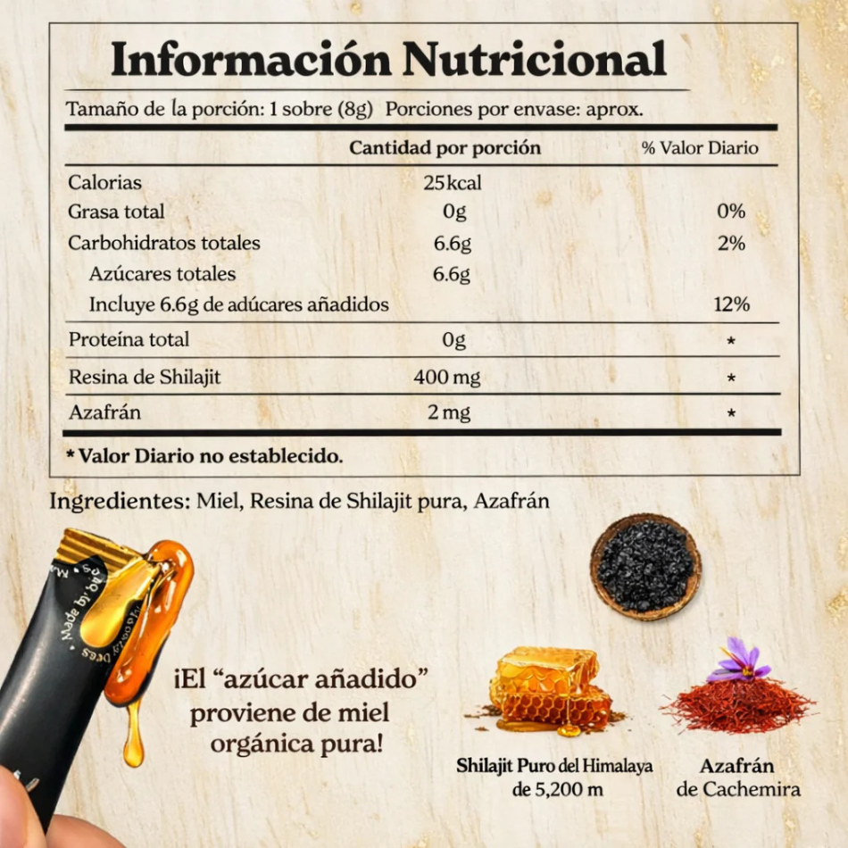 Barritas de Miel Dorada Shilajit del Himalaya Puro